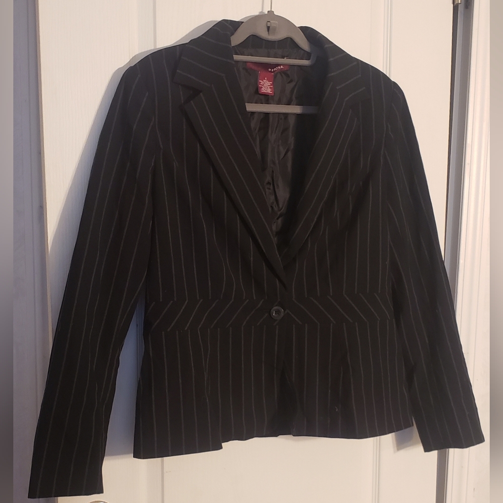 Merona pinstripe Blazer black stripe size large